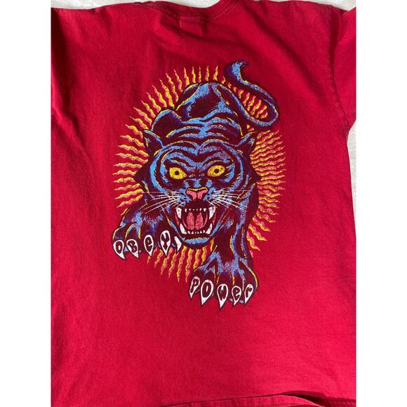 Obey “Power” Panther Graphic T-Shirt Red Men’s Medium - Picture 5 of 6